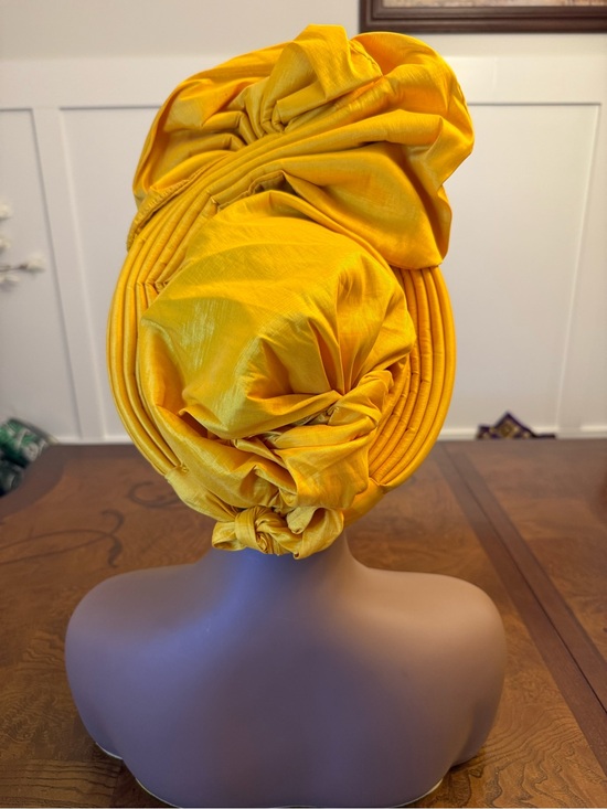 Bright Yellow Damask Headwrap Turban